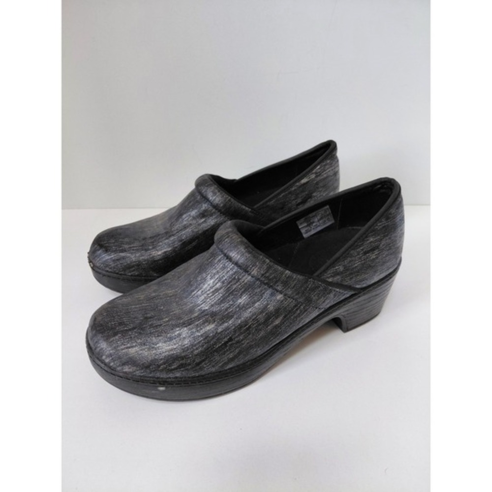 Lands' End Womens Camden Clogs Black Metallic Slip on Shoes Size 8B
